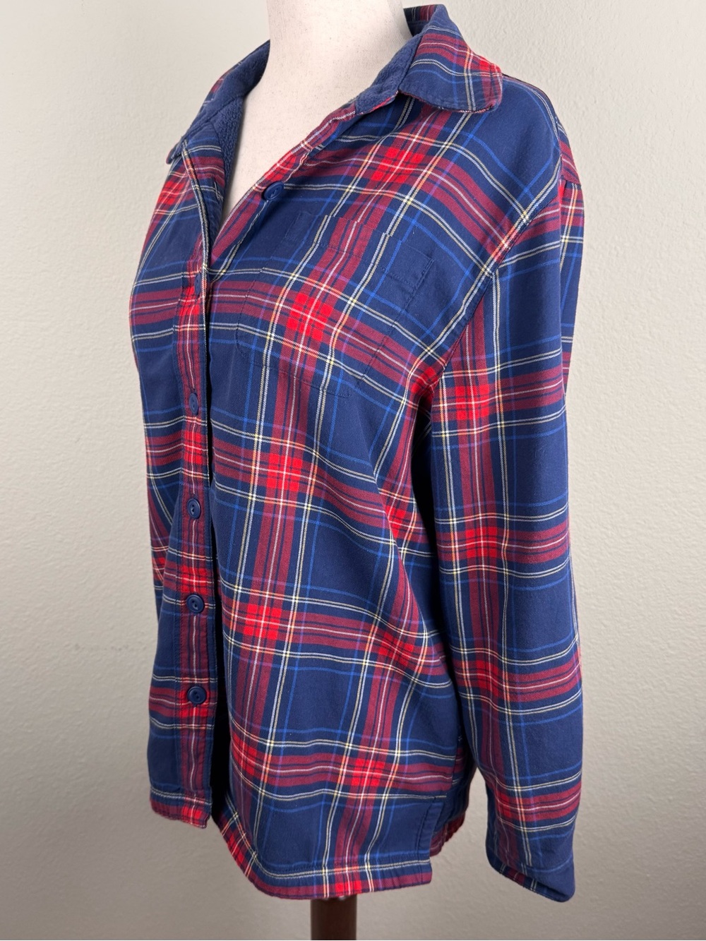 L.L.Bean Womenβs Petite S Fleece Lined Flannel Shirt Plaid Button Down Cotton